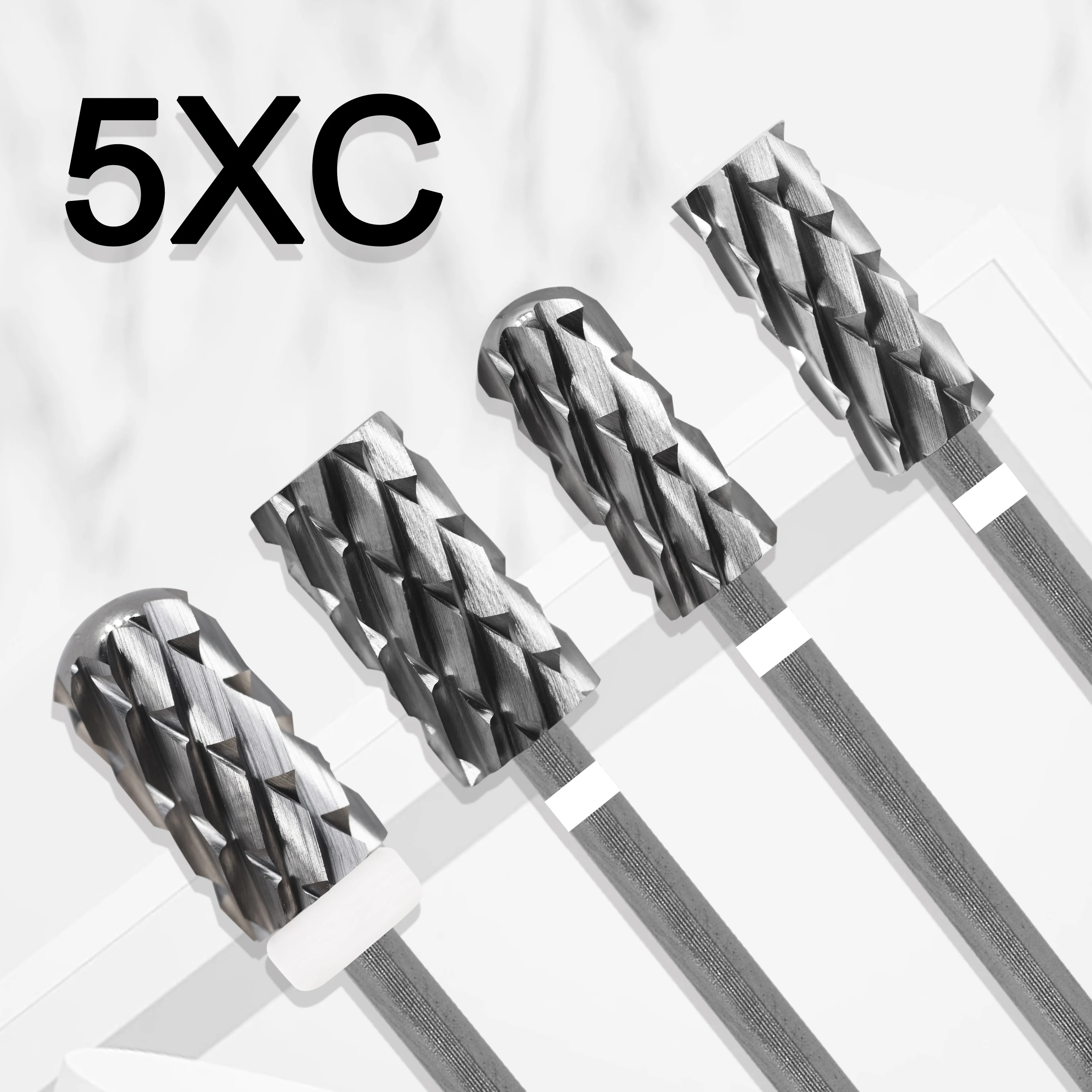 Gelak 5XC large small round flat Barrel Bits Nail drill bits Remove gel powder carbide Manicure tool Cutter Rotate Burr Milling