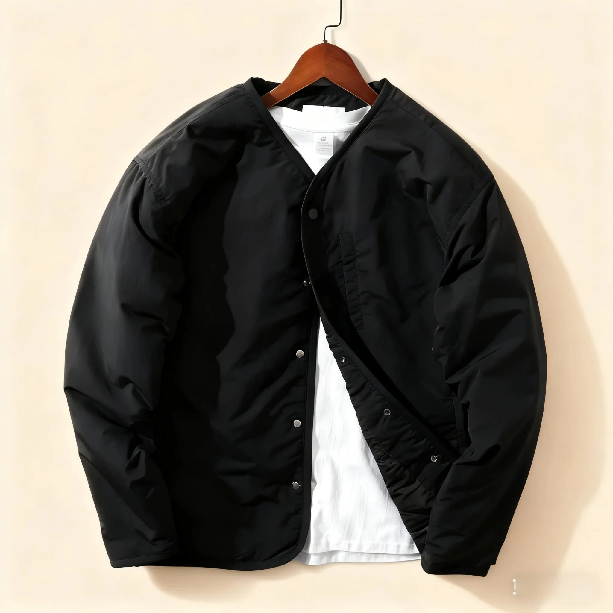 

Heritage Workwear Quilted Jacket - Windproof V-Neck Design with Concealed Snap Placket (Layering Essential)