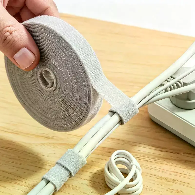 1 Roll 1/3/5 Meters Data Cable Storage Manager Artifact Reusable Cable Tie Nylon Free Cut Desk Wire Organizer Cable Binding Tap