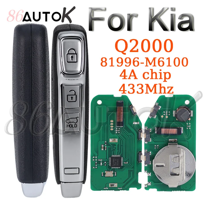 Car Key for Kia Sportage K5 Forte After 2017 Q2000 Car Smart Remote Control Key 81996-M6100 4A 433MHz Auto Smart Remote Key