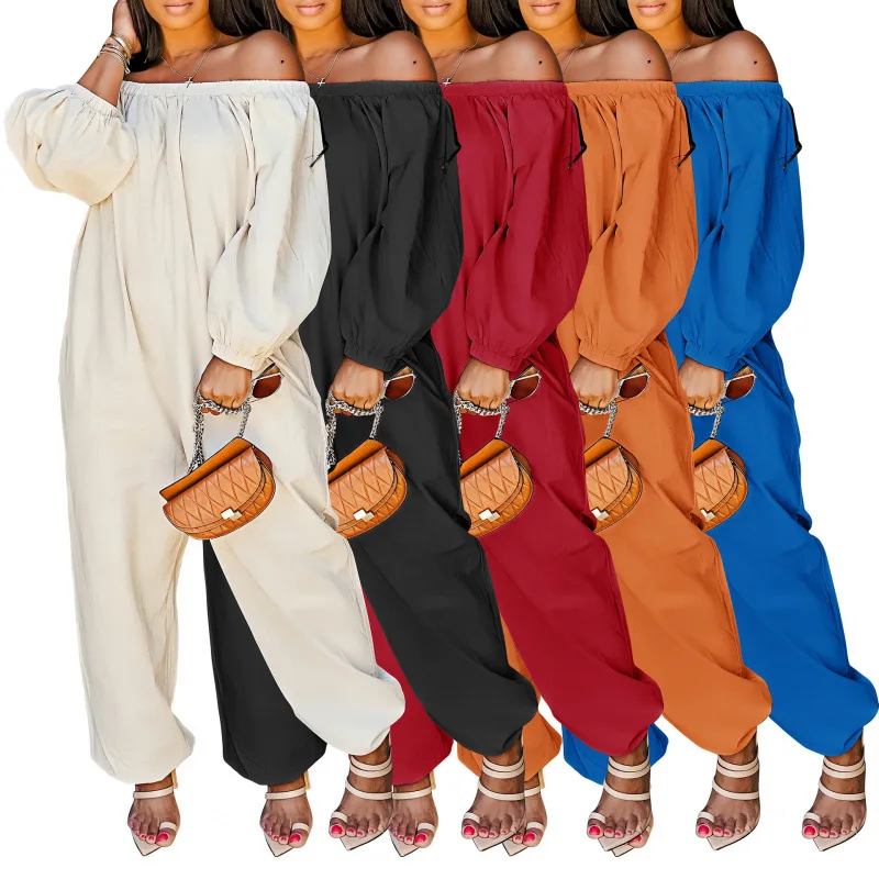 Jumpsuits Women One Piece Off Shoulder Full Sleeve Overalls Long Pants High Waist Rompers Y2k Streetwear Jumpsuit Work 2026