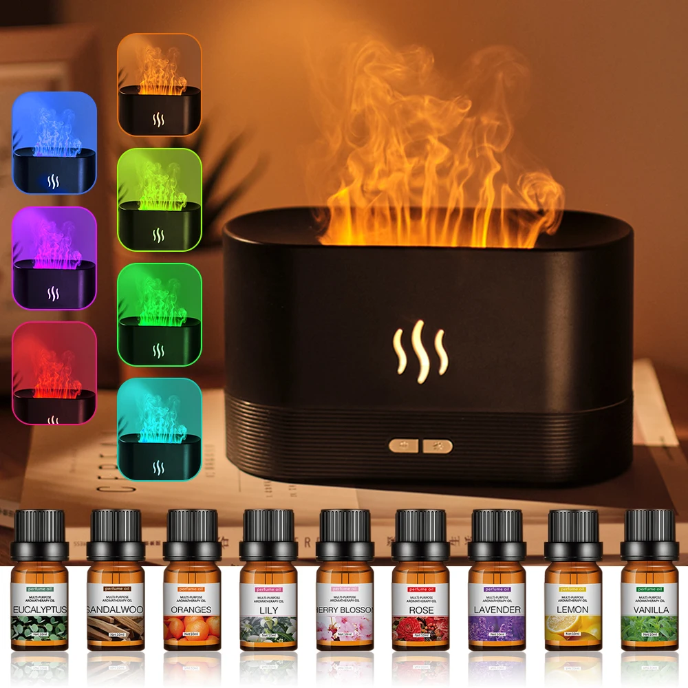 Luchtbevochtiger Flame Fire Ambient Aroma Diffuser Met Essentiële Olie Parfum Luchtverfrisser Voor Huis Geur Geur Mist Veldspuit Usb