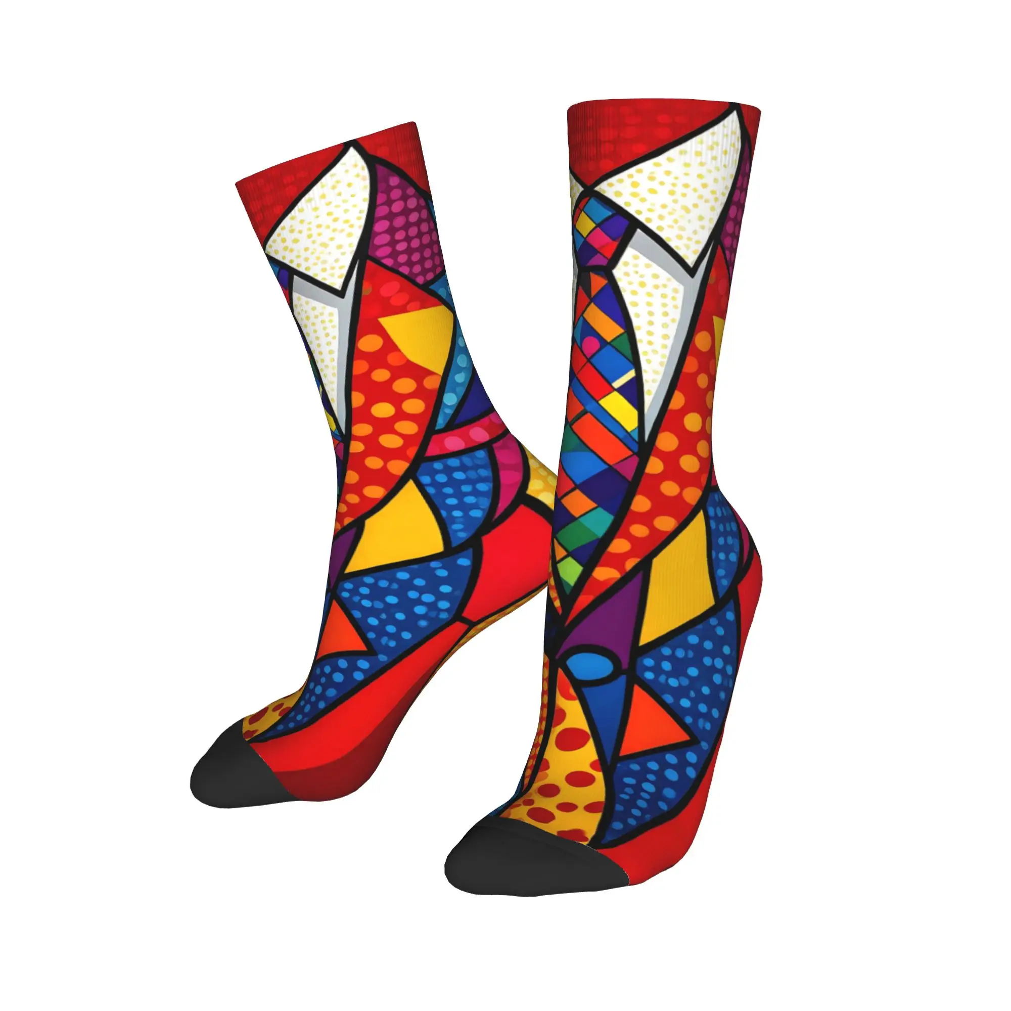 Geometric Suit Pop Art Socks  Pattern Stockings Non-Slip Couple Socks Breathable Spring Elegant Climbing Socks