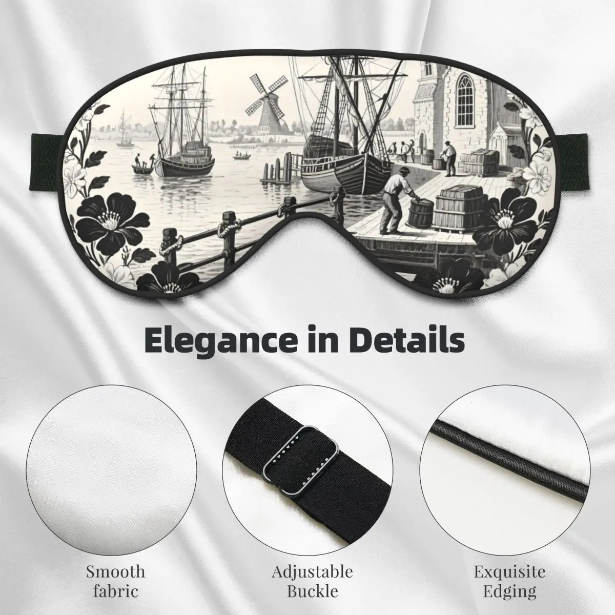 أقنعة عين ناعمة كلاسيكية من Toile De Jouy على الوجهين بنمط رعوي كلاسيكي معصوب العينين لبابنا الباب الإبداعي رقعة العين الخفيفة