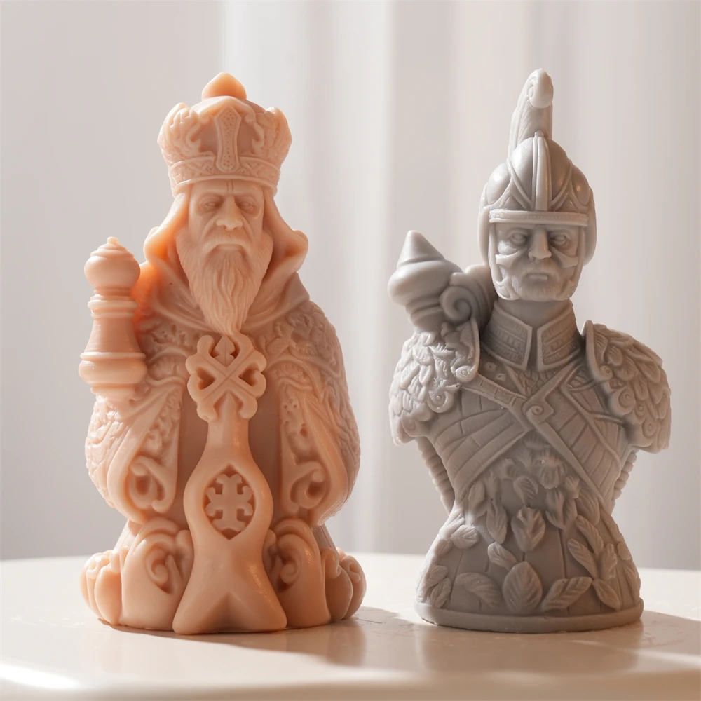 

Chess Pawn Bishop King Queen Knight Rook Candle Mold Soy Wax Home Decor Chess Statue Silicone Mold Resin Figurine Silicone Mould
