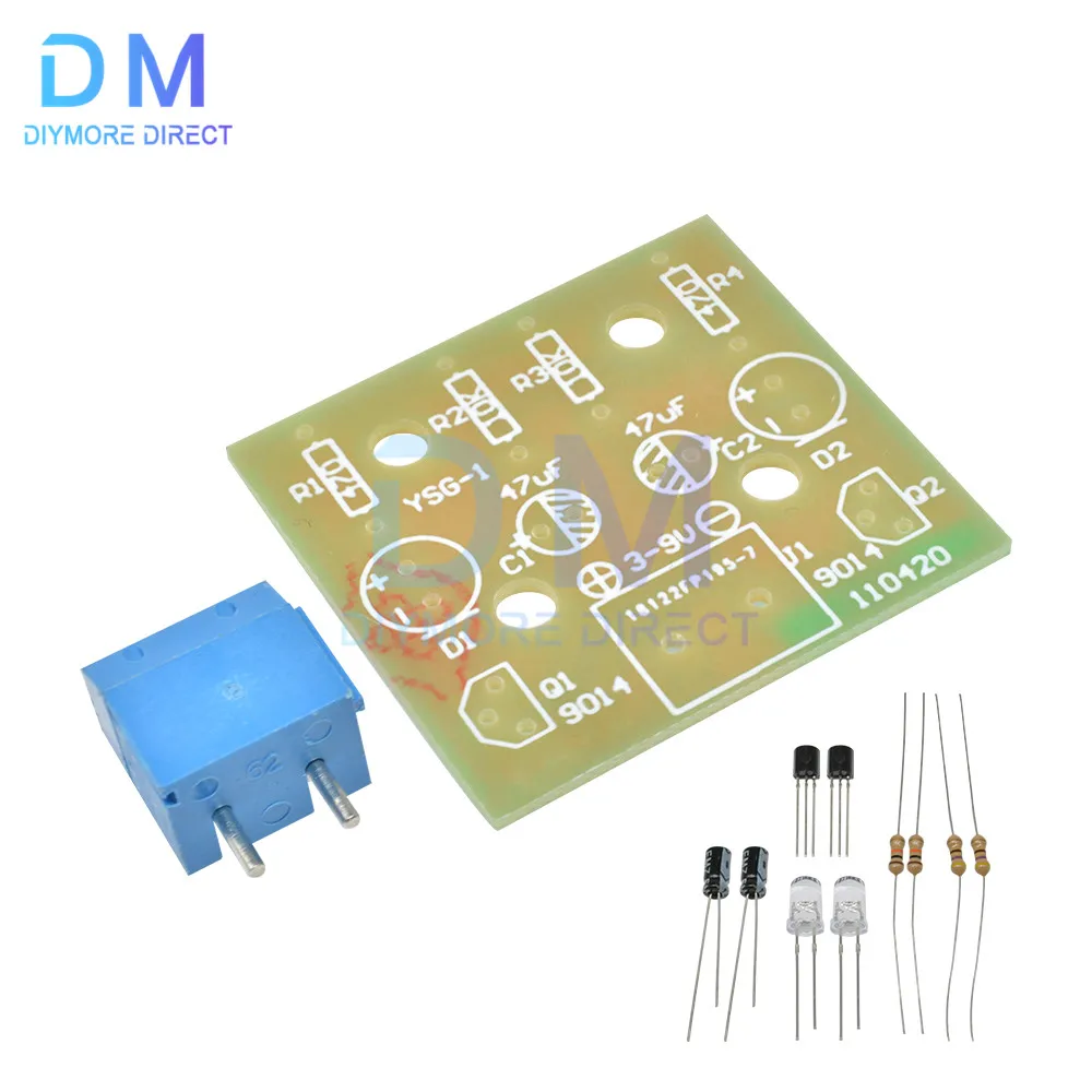 DIY Electronic Kit 5MM LED Flashing Light Circuit Simple LED Blinking Suite Welding Practice Parts DC 3-9V