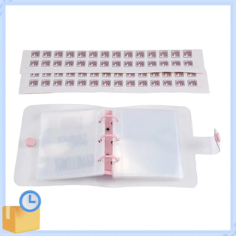 人気の2100貯金チャレンジバインダー、お金貯金チャレンジミニバジェットバインダー、PVCピンク、1個