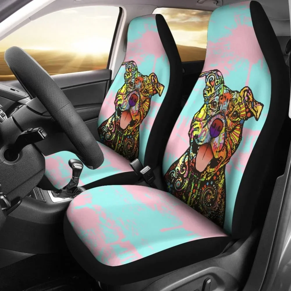 Colorful Pitbull Amazing Gift Ideas For Pitbull Lovers Car Seat Covers 211604,Pack of 2 Universal Front Seat Protective Cover