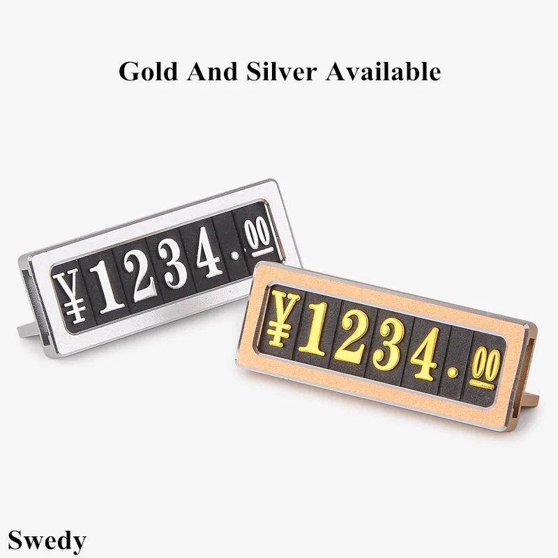 10 Pieces Aluminum Combined Number Price Cube Tags Jewelry Watch Adjustable Number Pricing Label Sign Holder Stand