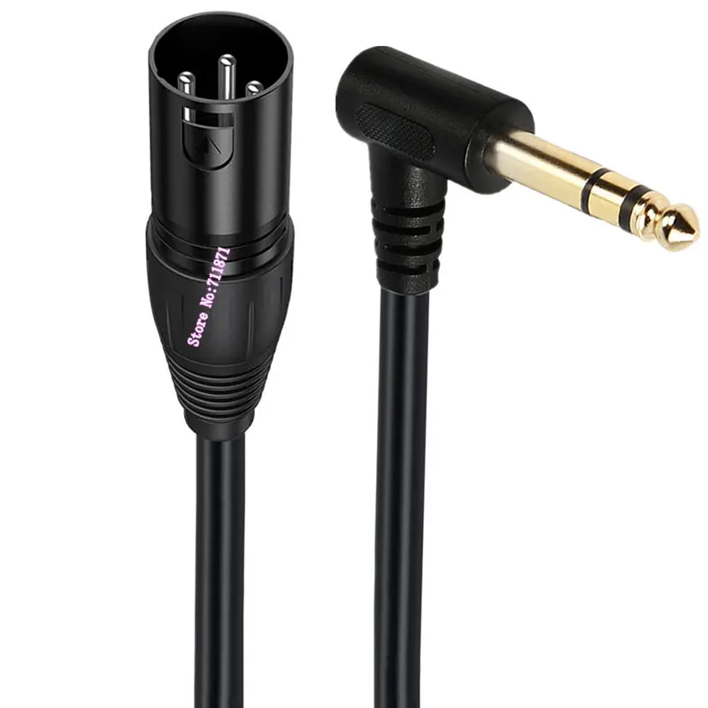 Right Angle Elbow Mono TS 6.35 Male XLR Male Female Audio Cable Line 90 Degree Stereo TRS 6.35 Male XLR CANNON Male Female Cable