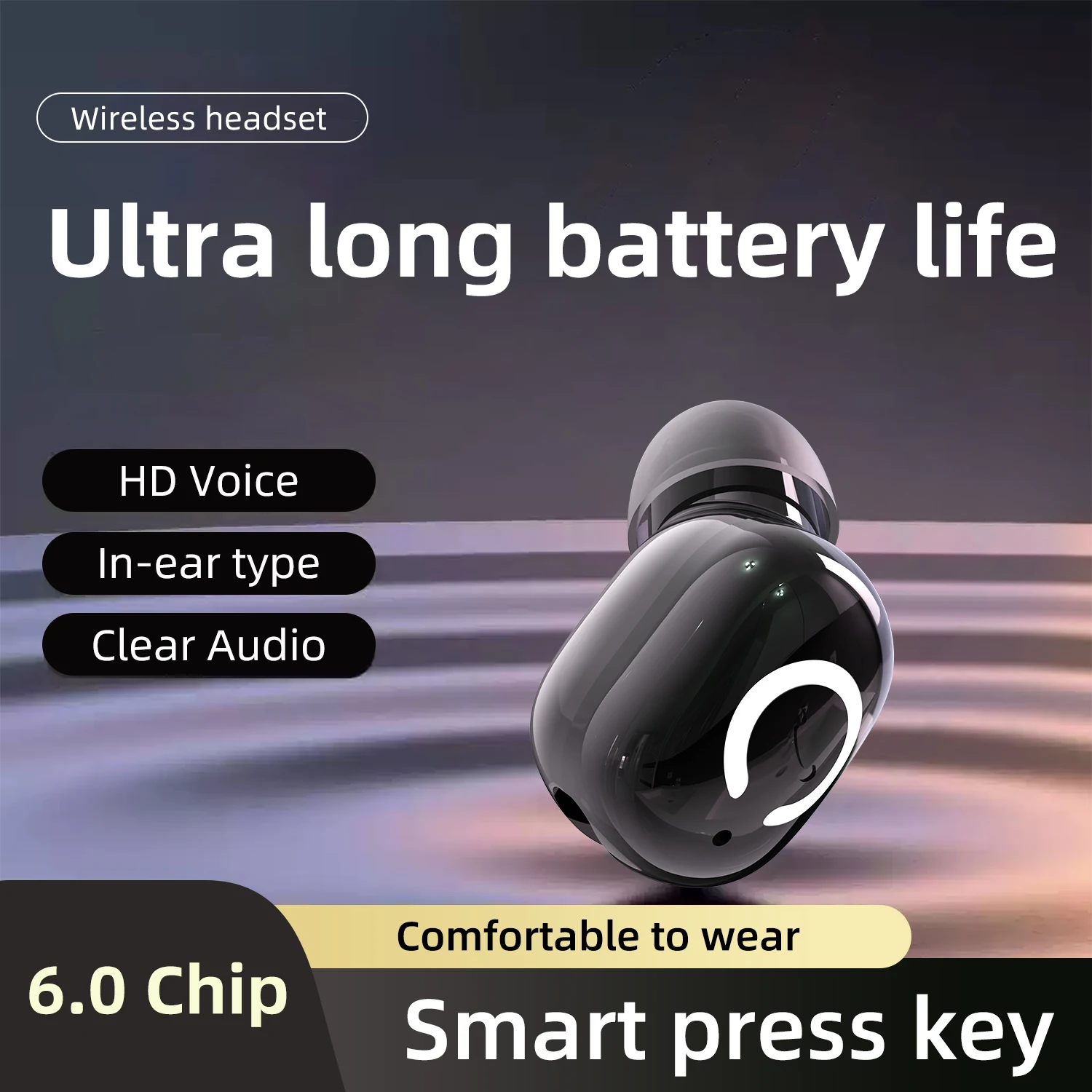 سماعات رأس لاسلكية تعمل بالبلوتوث مع ميكروفون وسماعات أذن واحدة مقاومة للماء لملابس الأذن اليسرى واليمنى مثبتة على الأذن