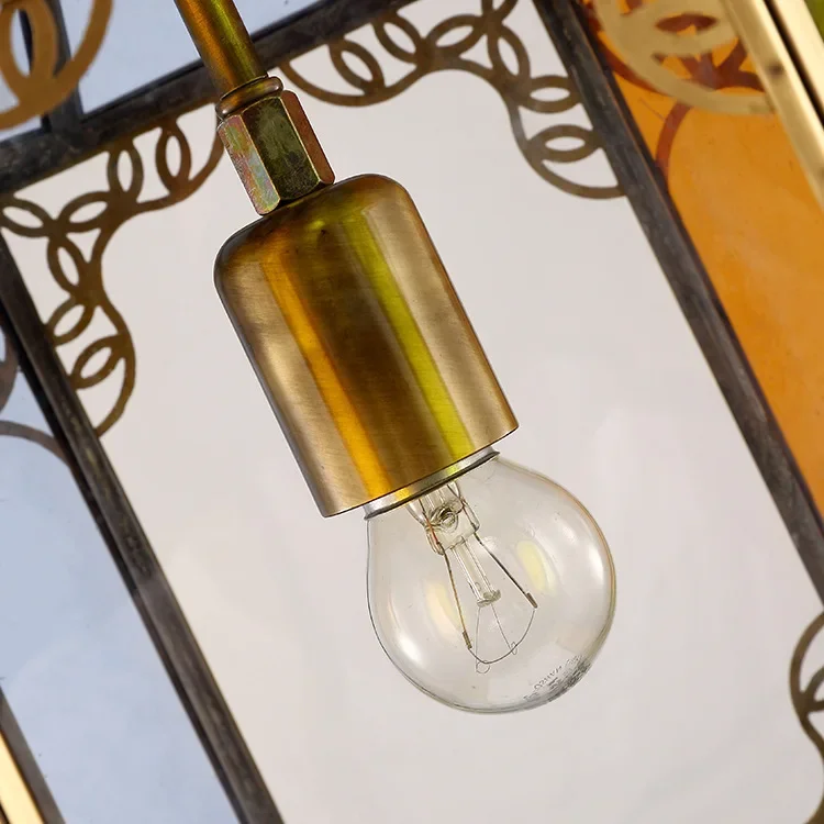 Arabian full copper hollow carved solder chandelier Moroccan Mediterranean colored copper