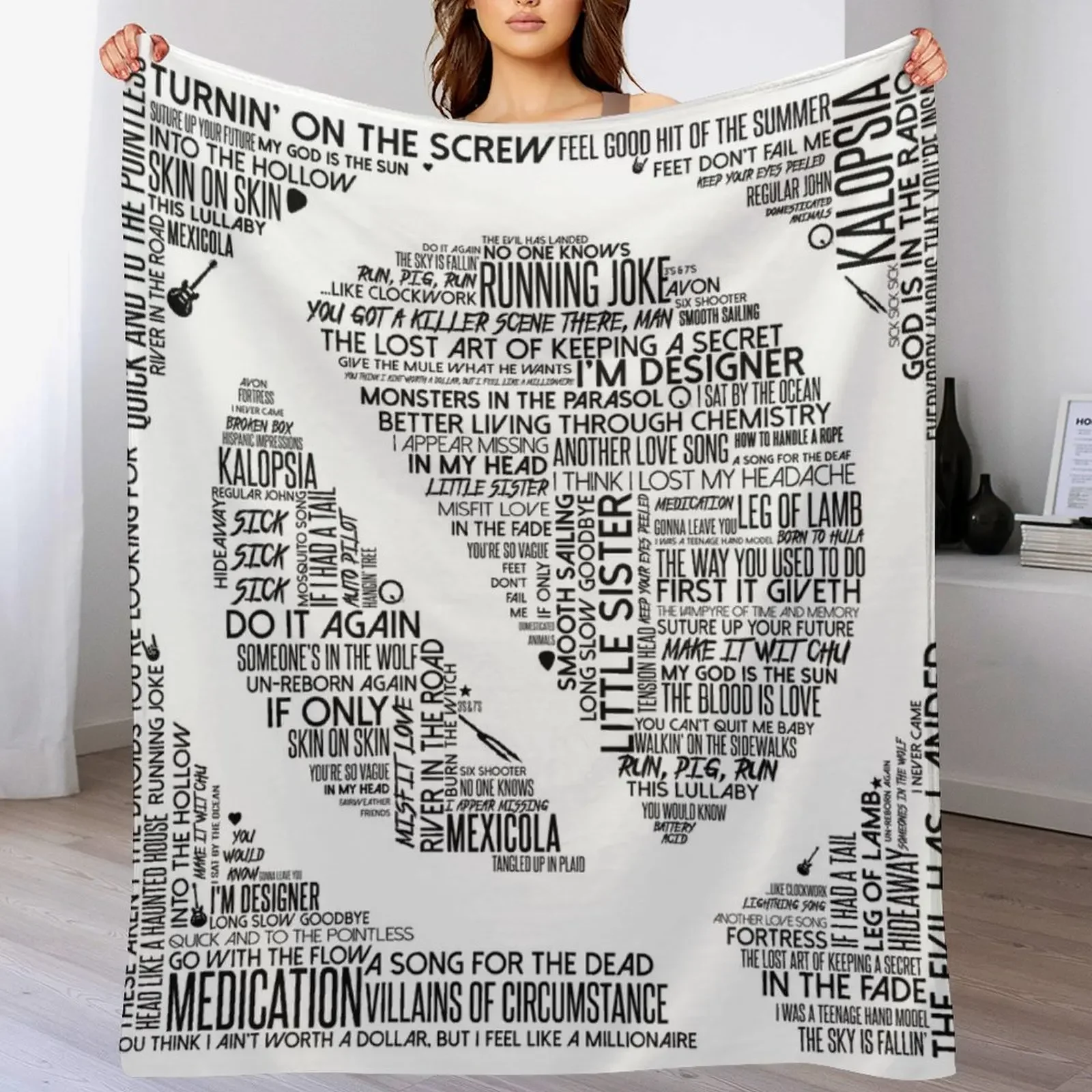 Queens of the Stone Age Song Titles In Q Throw Blanket Soft Home Decor Blanket for Couch Bedroom