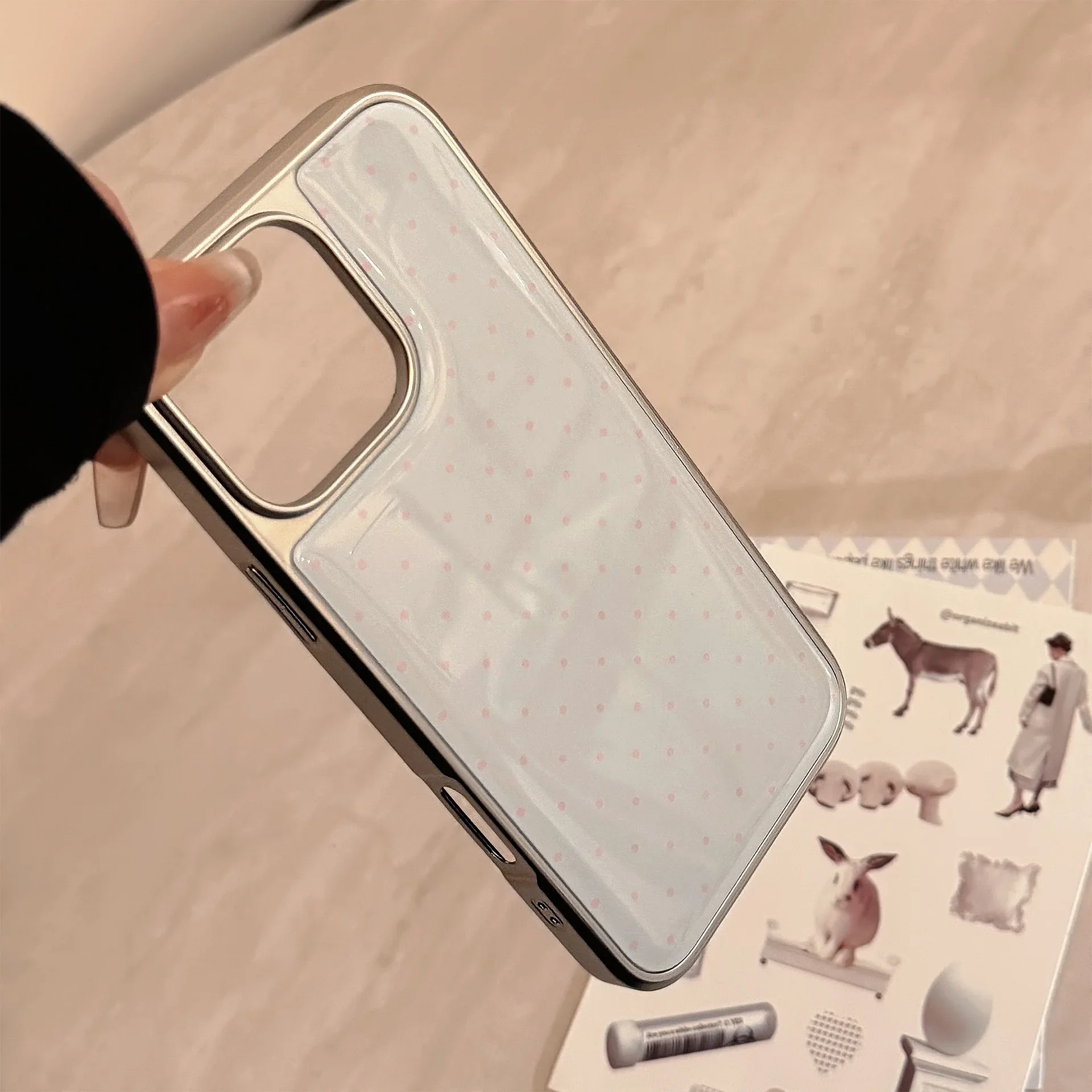 Plating Minimalism drop glue Glossy Sweet fairy woman Phone case For iPhone 17 16 15 14 13 Pro Max Case Cute Cartoon art Cover