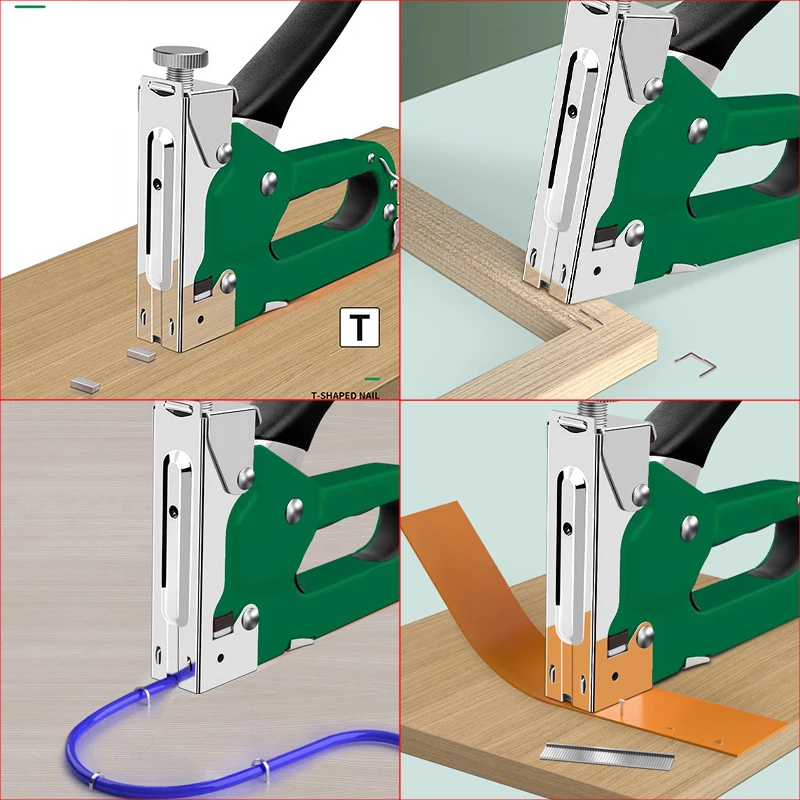 Manual Nailing Gun Pneumatic Stapler Air Nail Guns Can Fire U/T/I/Door 4 Types of Nails Used in Woodworking Interior Decoration