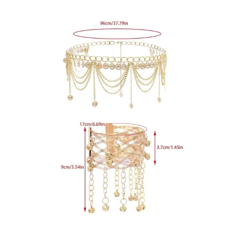 R1WE حزام خصر بنمط عرقي فريد من نوعه، إبزيم معدني مريح للجنسين #6