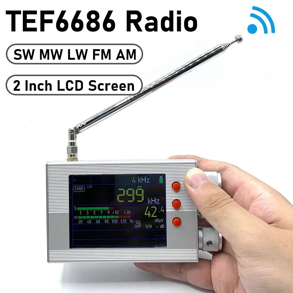 TEF6686 All Band Radio Receiver 2 Inch LCD Screen AM FM Radio With Telescopic Antenna Aluminum Alloy for SW MW LW FM AM