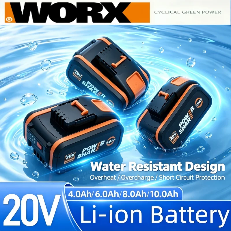 WORX 20V 6Ah 8Ah Universal Replacement Battery WA3551 WG629 WX394, Stable Energy Supply Cordless Electric Tool Battery Pack