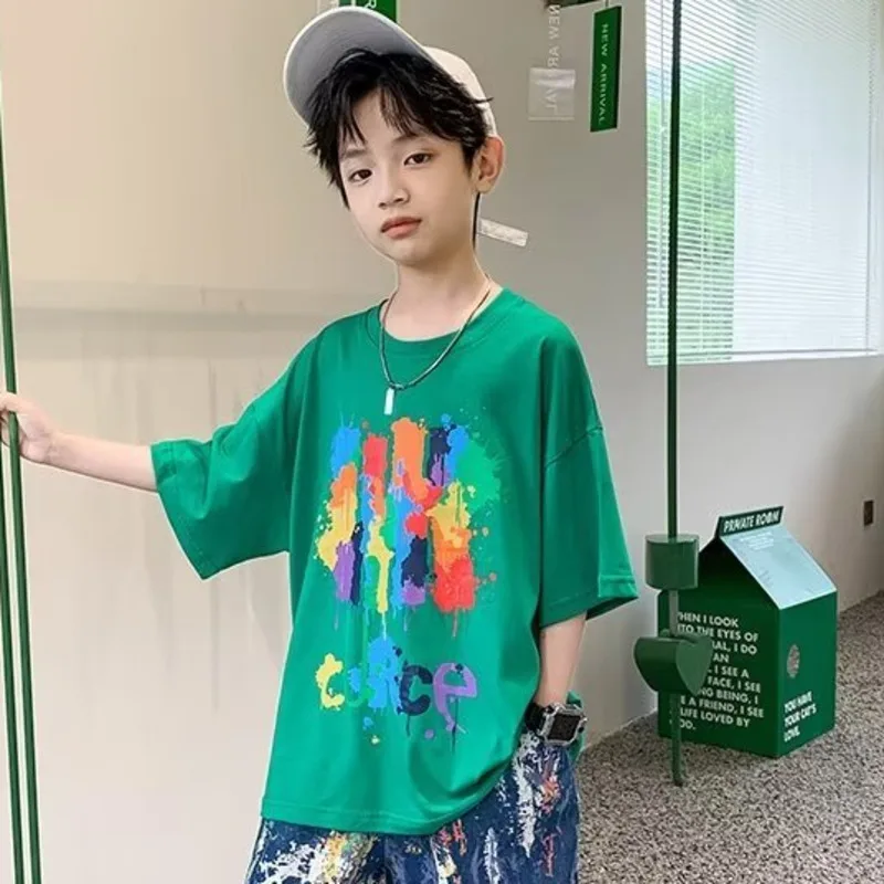 Slouchy Summer Crewneck, Five-point Sleeves, New INS Temperament, Children's T-shirt, Straight Harajuku, Trendy And Versatile