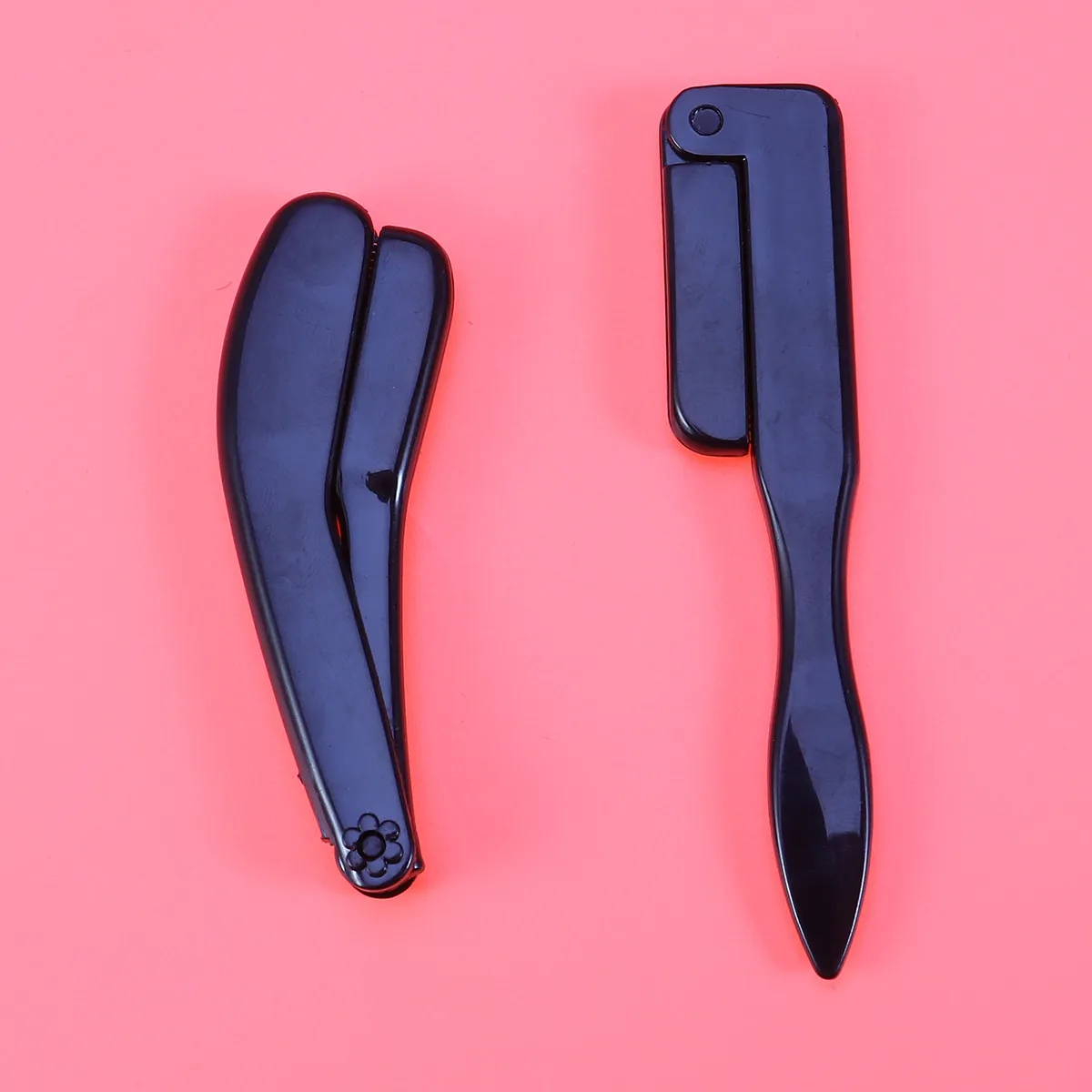2Pcs Plastic Handle Eyelash Comb Foldable Metal Teeth Stainless Steel Pins for Eyelash Separation Curling Mascara Travel Makeup