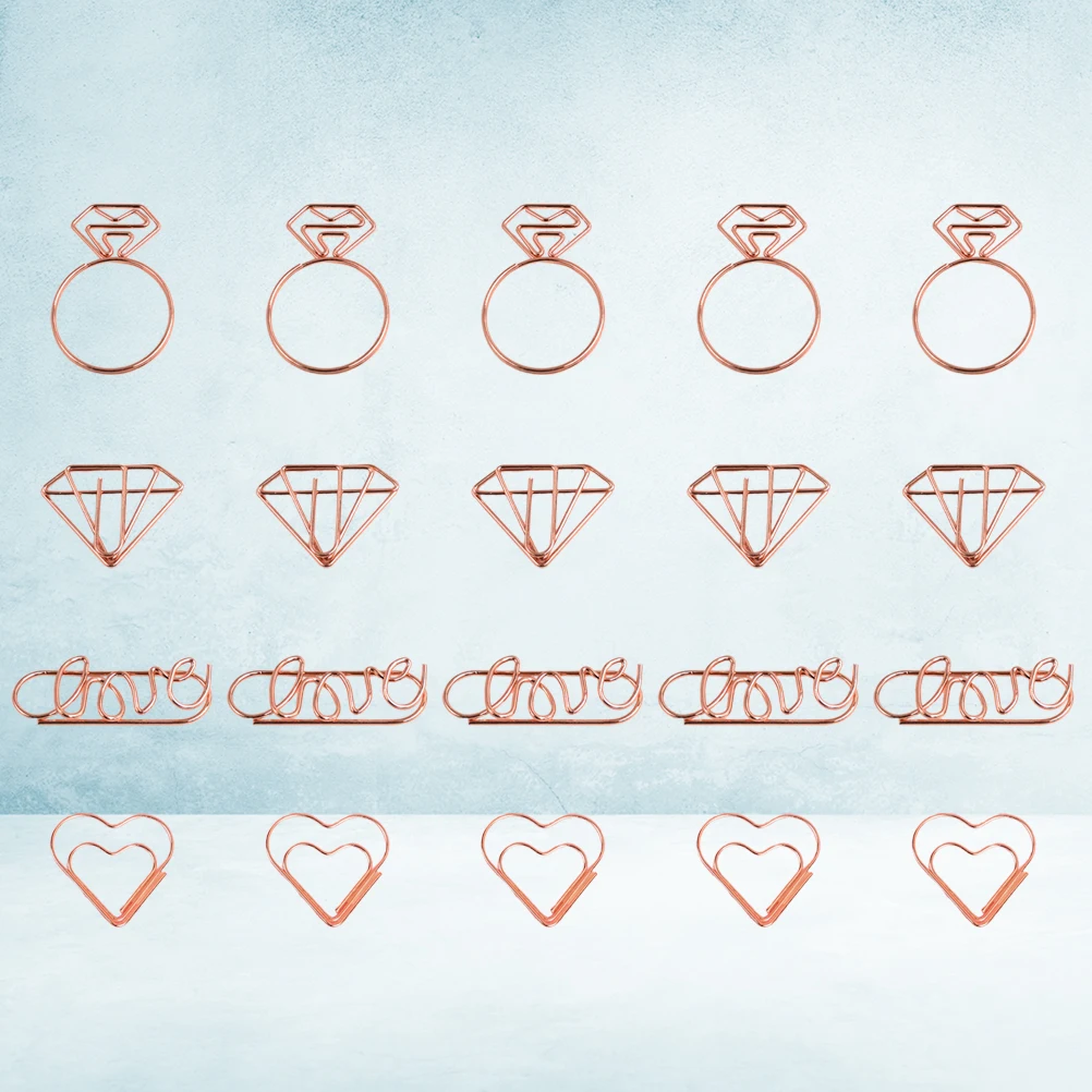 

20 Pcs Creative Shape Paper Clips Cute Heart Ring Bookmarks for Office School Supplies Notebook Calendar Marker Sticker