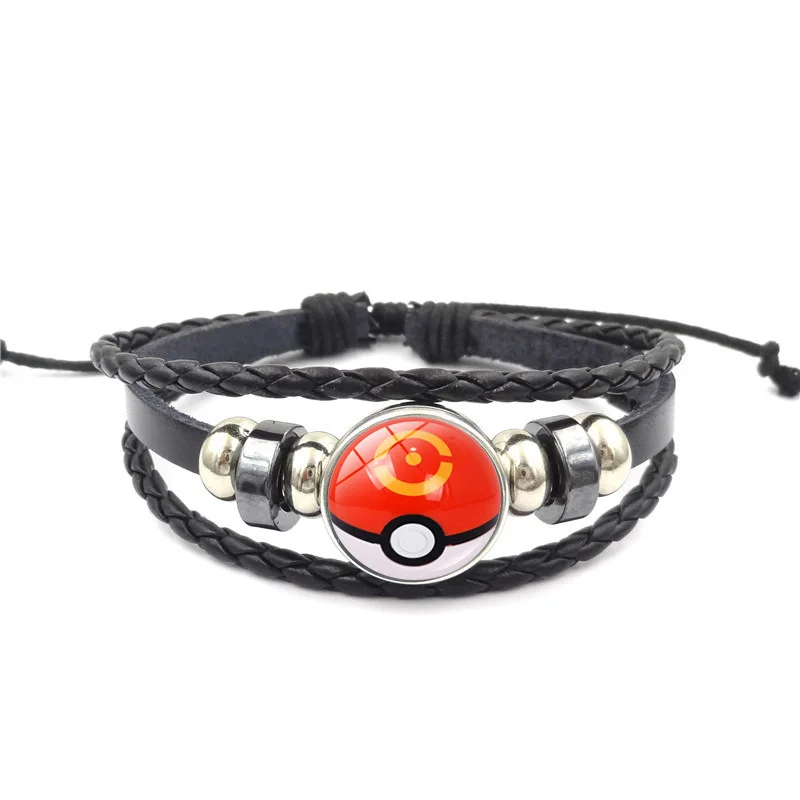 Anime Poke Ball Handmade Multi Layer Woven Bracelet Anime Surrounding Time Gem Fashion Handicrafts Wholesale