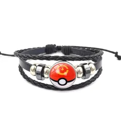 Anime Poke Ball Handmade Multi Layer Woven Bracelet Anime Surrounding Time Gem Fashion Handicrafts Wholesale