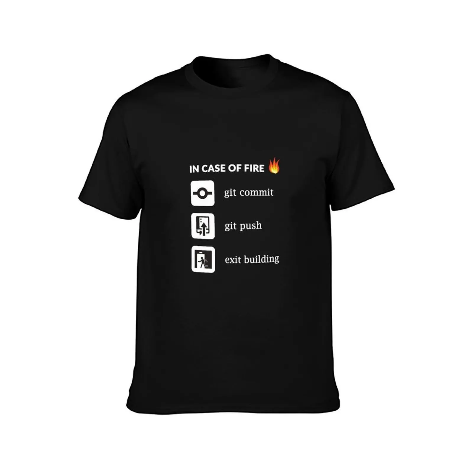 In Case Of Fire Git Commit Git Push Funny Programming Tee T-Shirt Trend Art Print T-Shirt