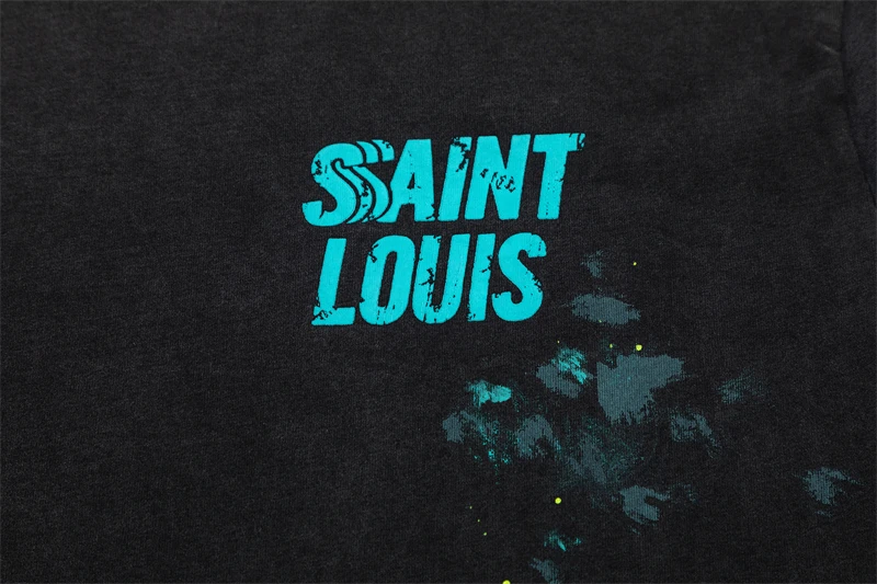 Nice Washed Saint Louis T-Shirt Men Women 1:1 Top Version Destroy Oversized Tee Casual Unisex T Shirt