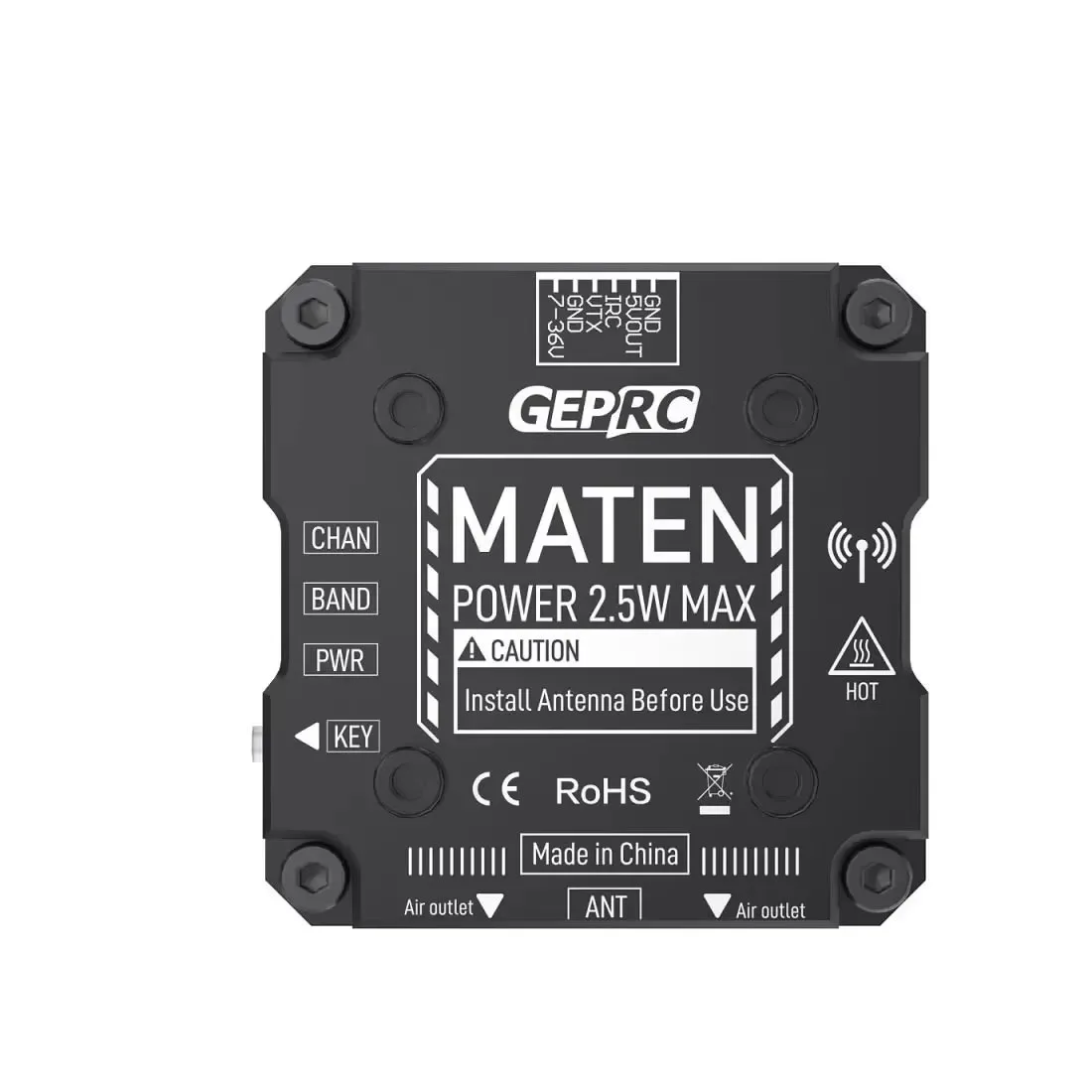 GEPRC MATEN 5.8G 2.5W VTX PRO 2500mW Dissipazione del calore in alluminio CNC ad alta potenza per gli appassionati di corse a lungo raggio FPV