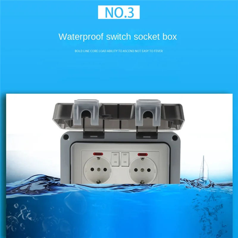 

Наружная розетка, водонепроницаемая розетка, прочная с индикатором переключателя, настенная розетка для влажной комнаты, защитный контакт для поверхностного монтажа