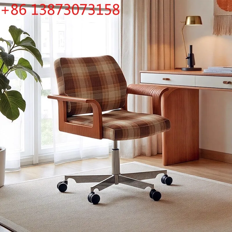 

Medieval style casual solid wood sofa chair practical office multifunctional home chair computer swivel chair boss