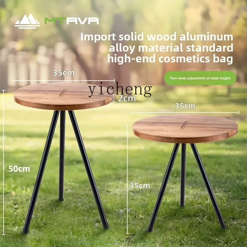 ww24 small round table portable picnic table and chairs outdoor liftable folding camping small wooden table