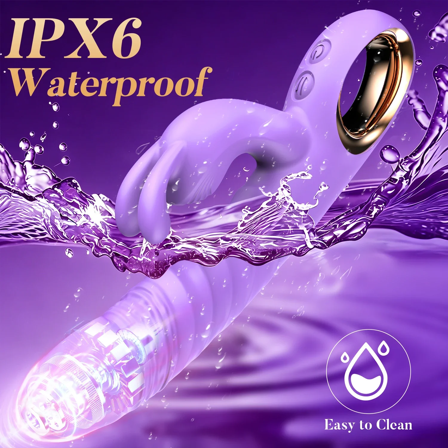 luxurious Field Rabbit Thrusting Vibrator Dildo with 10 Vibrating Thrusting Liquid Silicone Vaginal Massage Sex Toy for Women - view 5