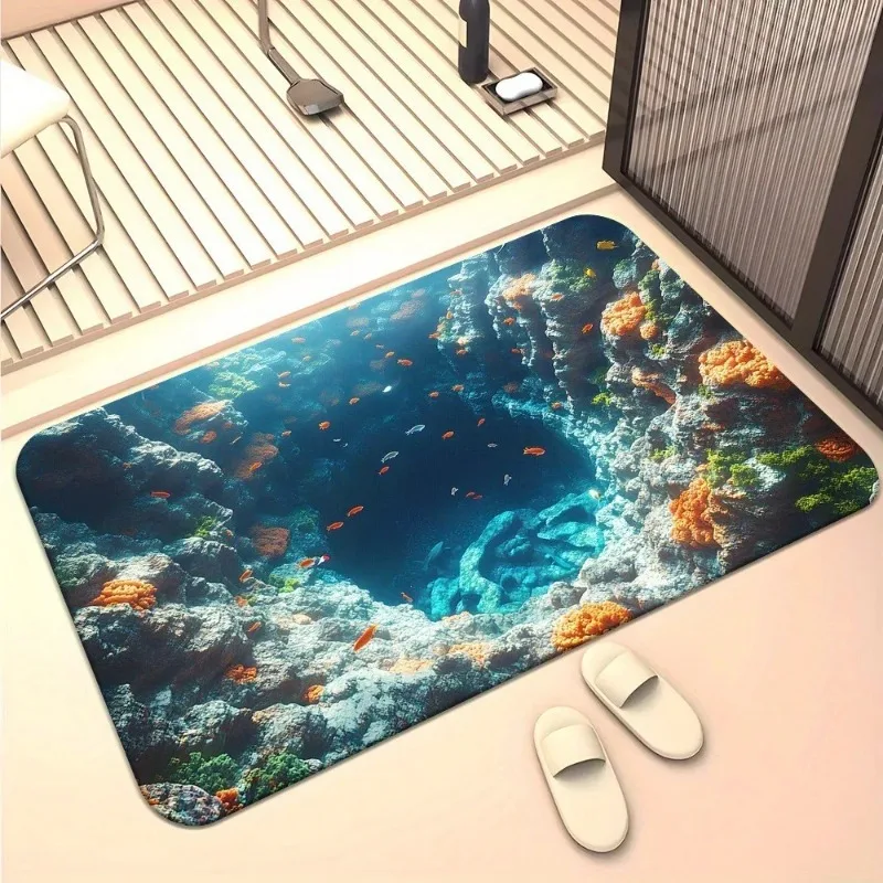 Summer Carpet Entrance Door 3D Visual Ocean Floor Mat Bathroom and Toilet Door Mat Personalized Mat Home Decoration Rugs
