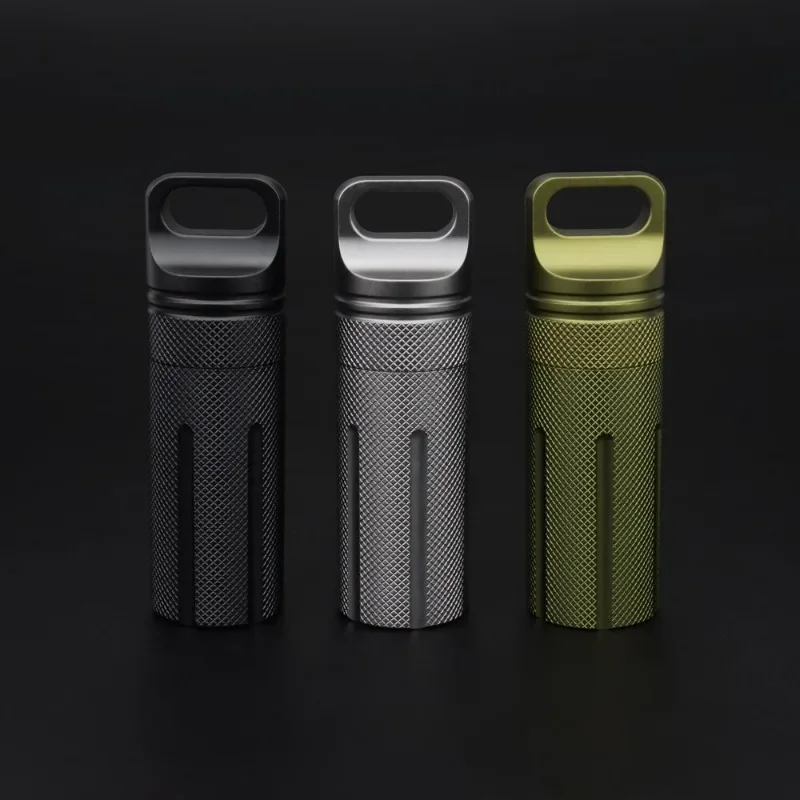 Gray Aluminum Alloy Waterproof Canister Medicine U Disk Seal Bottle EDC Outdoor Pill Bottle