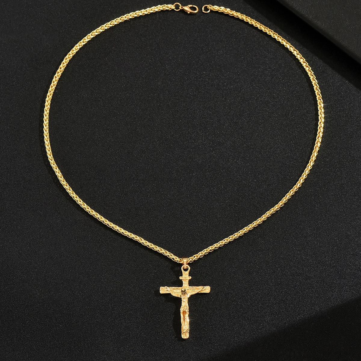 الحد الأدنى الصليب قلادة قلادة الصليب الديني الذهب اللون الملتوية سلسلة قلادة للنساء والرجال ارتداء المجوهرات اليومية #4