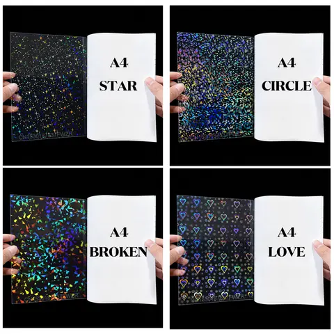 10 Sheets Holographic Paper Cold Lamination Film Transparent Matte Self-adhesive Laminate Sticker Waterproof Laminating Sheets