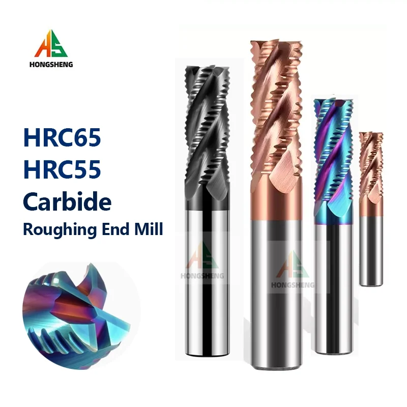 HRC66 Roughing End Mill 4 Flutes Wave Edge For Stainless Steel Machining Metal 3 4 5 6mm 7mm 8mm 10-20MM TiN Coating Metal Tool