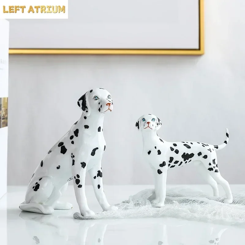 Dalmatians Sculpture Desk Decoration Ornaments Dog Statue Ceramic Crafts Modern Home Decor Artwork Room Aesthetics Dog Statuette