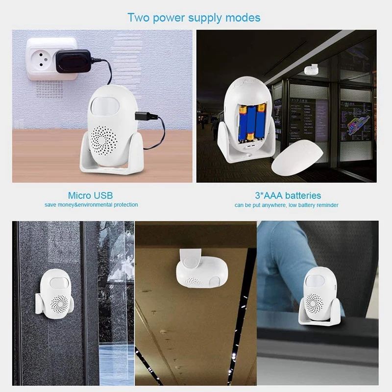 Motion Sensor Alarm PIR Wireless Motion Detector With Remote Control, Welcome Door Alarm With 24 Voices 4 Volume Levels