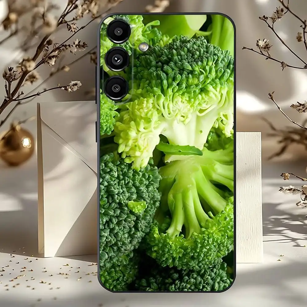 Мягкий черный чехол для телефона Green Vegetables Ins для Samsung Galaxy A73,31,32,72,41,53,52,71,22,5G, Note,J7,8,9