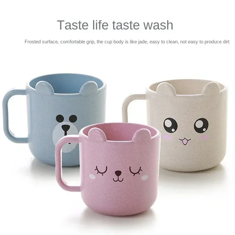 Kids Children Infant Baby Milk Cup with Handle Breakfast Mug Drink Home Cup Cartoon Training Cup Wheat Straw PP