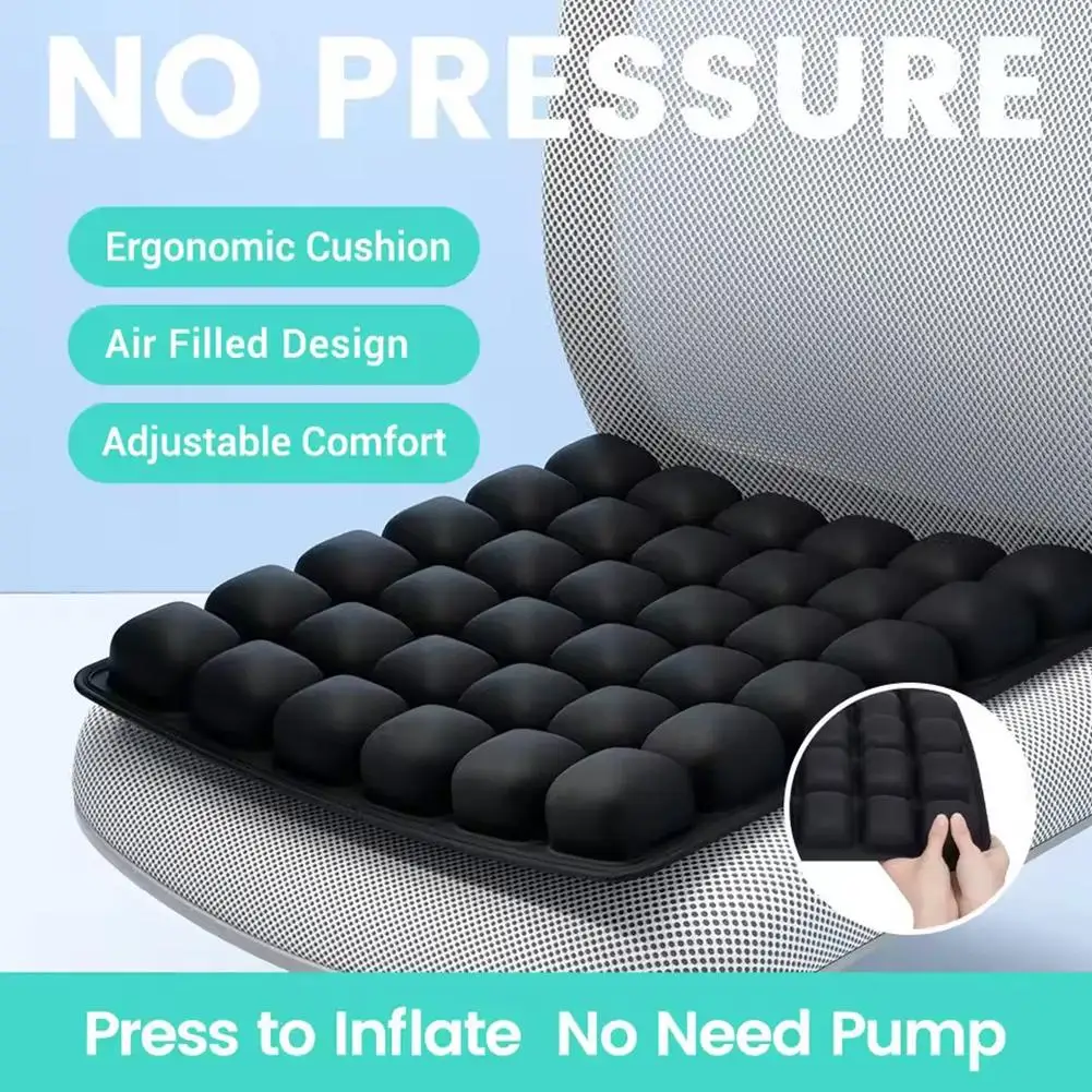 

Inflatable Seat Cushion For Car Seat Air Cushion Breathable Comfort Pad Pain Pressure Relief Cushion Camping Seat Mat Black F3U6