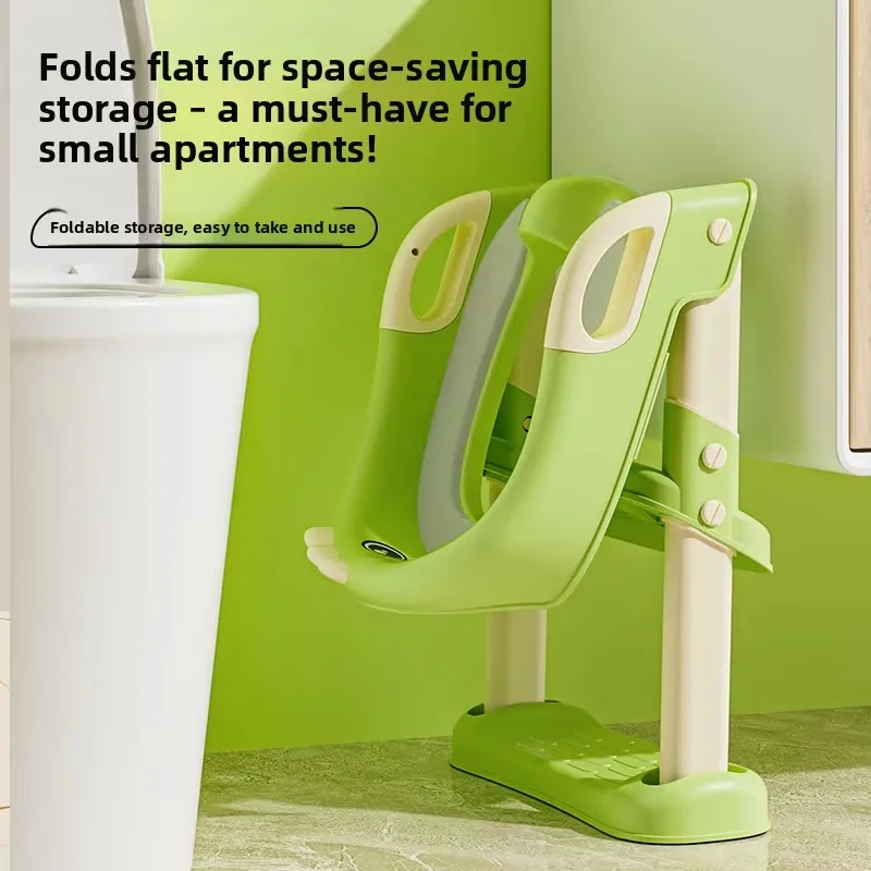 Extra Large Foldable Children's Toilet Ladder with Non-Slip Steps & Breathable Cushion - Stable Potty Training Seat for Toddlers
