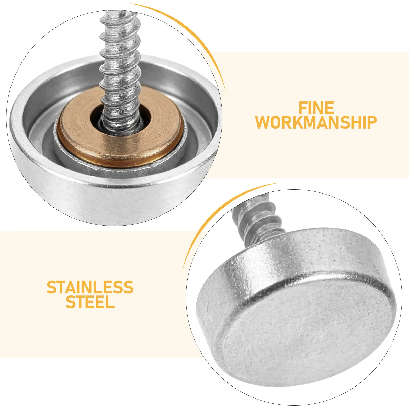10Set Mirror Screws Decorative Caps Stainless Steel Mirror Screws 16Mm Glass Furniture Fasteners Wall Wardrobe Cabinet Door