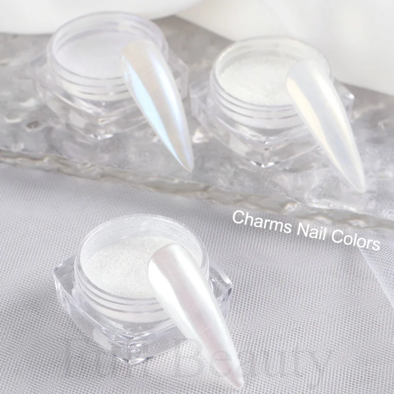 Mirror Nail Powder Pigment Pearl White Rubbing on Nail Art Glitter Dust Chrome Aurora Blue Manicure Holographic Decorations TRZY