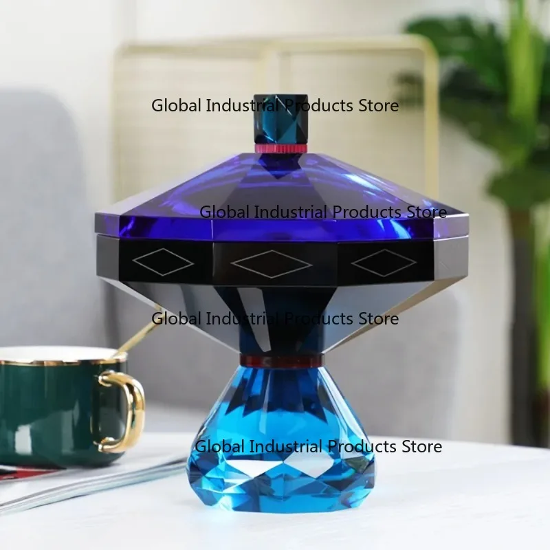 Blue K9 Crystal Fashion Fruit Plate Elegant Glass Serving Dish for Home Decor