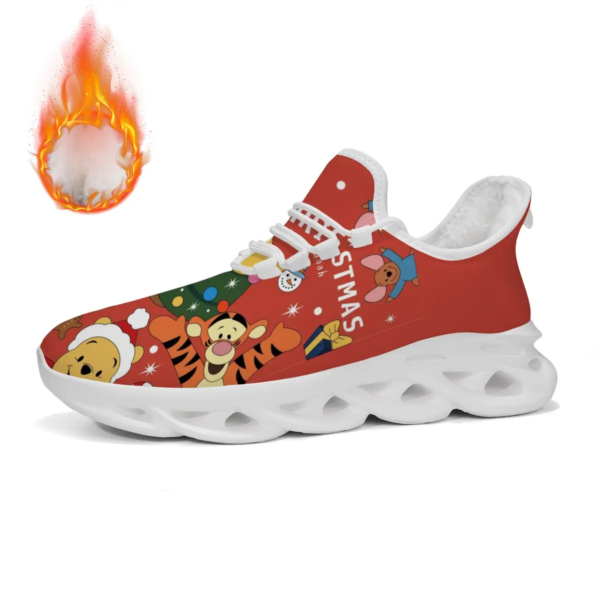 

Sneakers Women Comfort Tennis Shoes Red Christmas Winnie The Pooh Friends Fleece-Lined Casual Sports Shoes 2025 Men Running