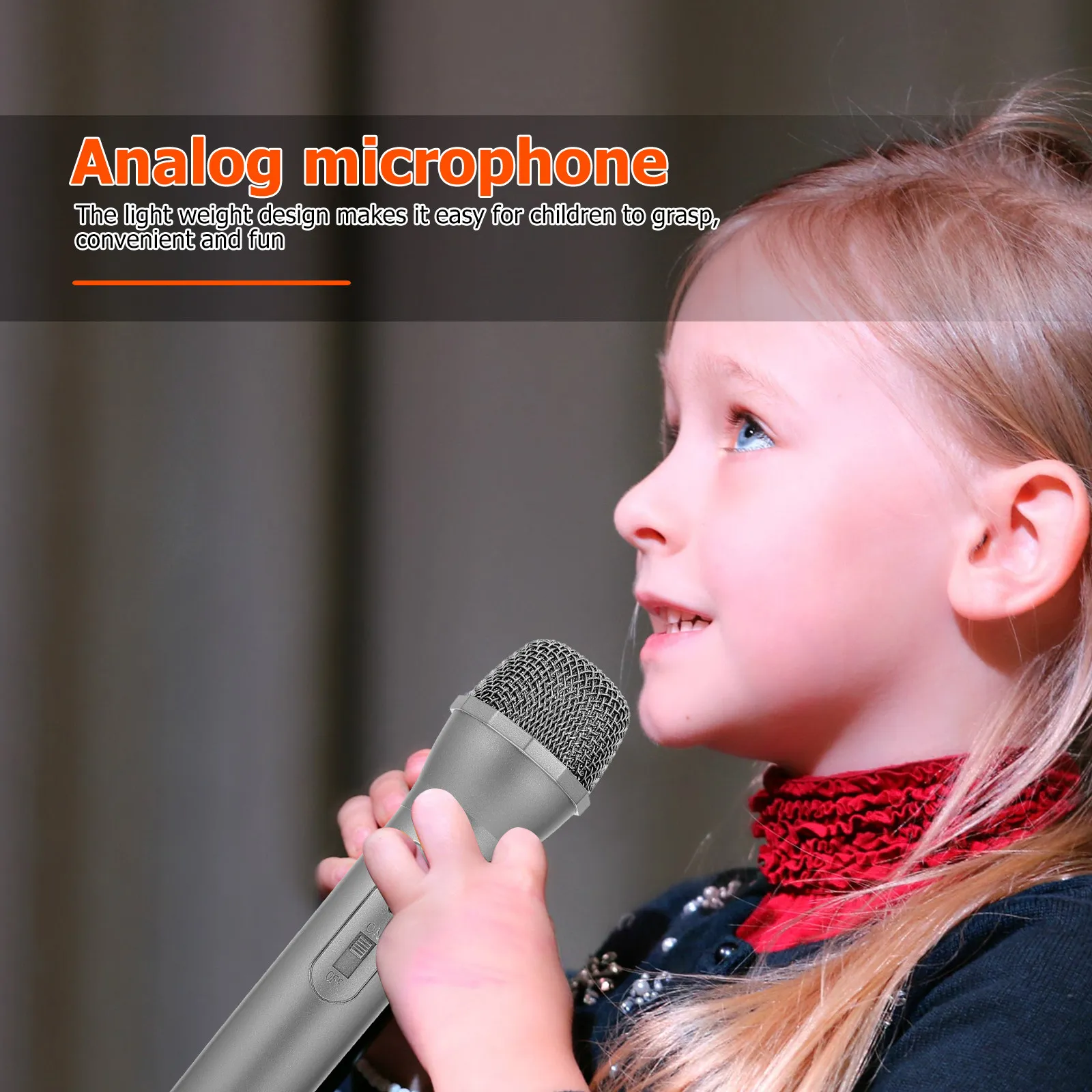 1Pcs Simulation Microphone Bright Color Lightweight Karaoke Prop Pretend Play for Children Educational Stage Performance